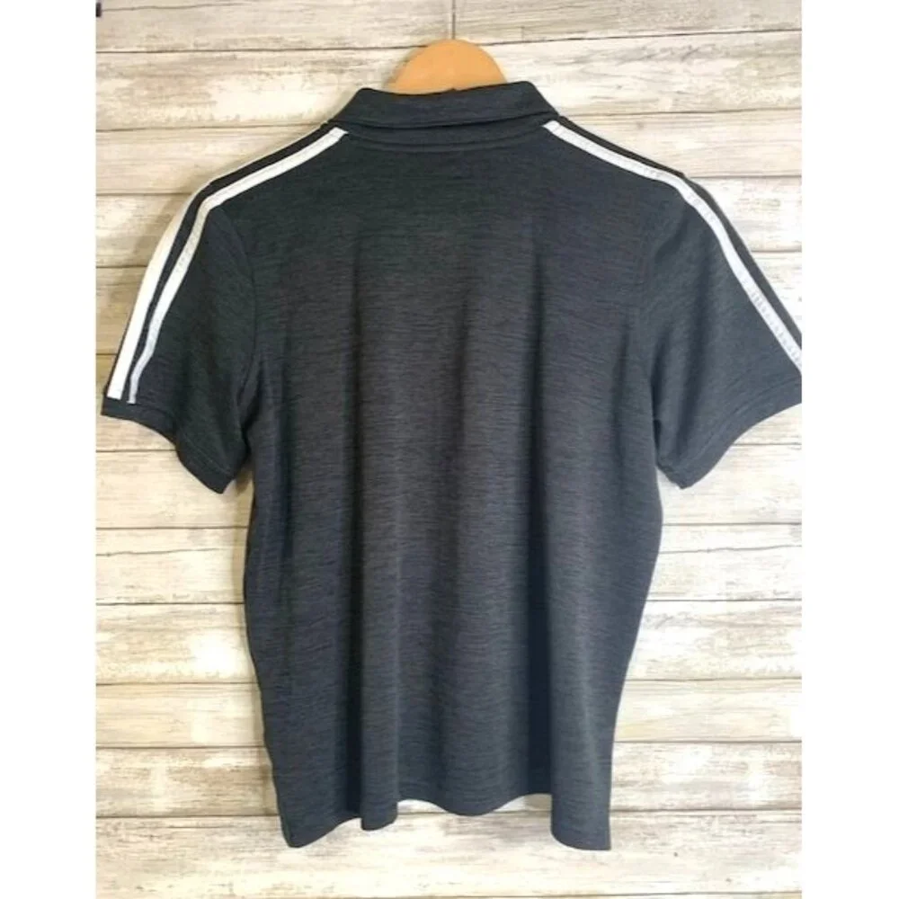 Adidas Boys Polo Shirt Gray Size L 14/16 100% Polyester‎ Short Sleeve with Logo